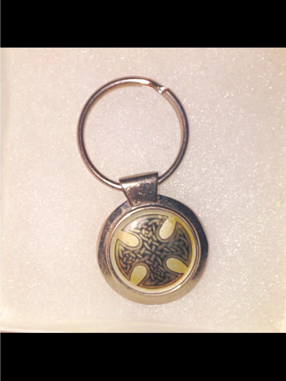 Men's Celtic Cross Keychain - Brass and Silver Tone